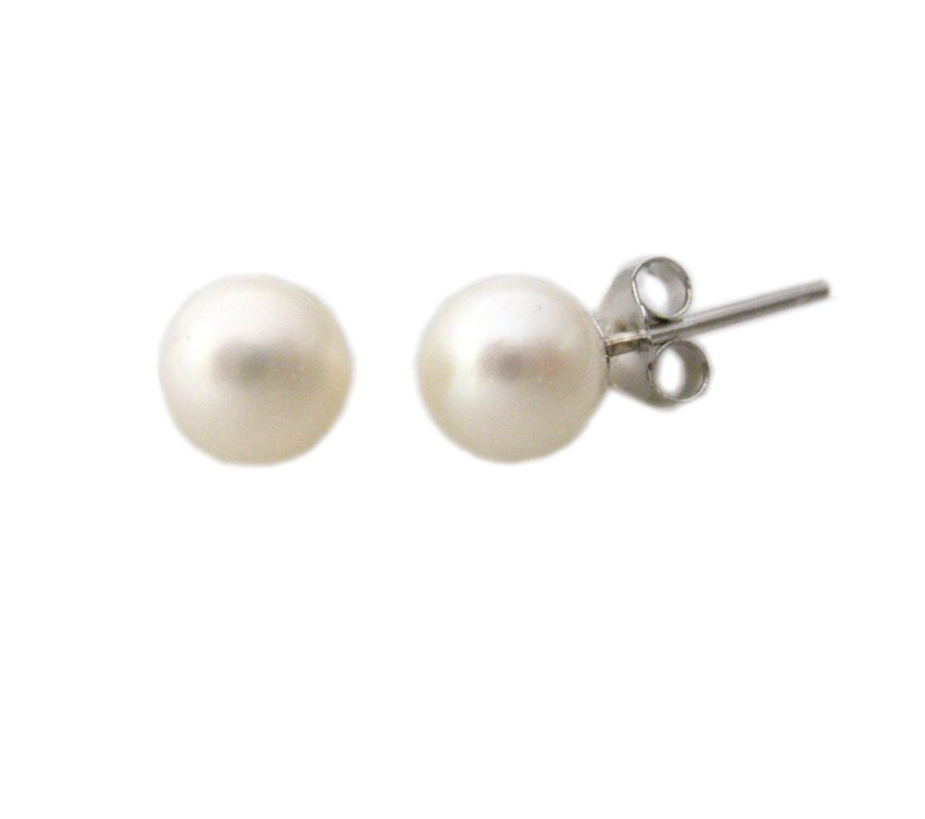Sterling Silver 5 MM Round Fresh Water Pearl Stud Earrings