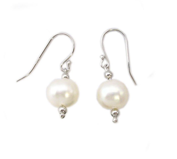 Sterling Silver Bead & Fresh Water Pearl Classic Earrings