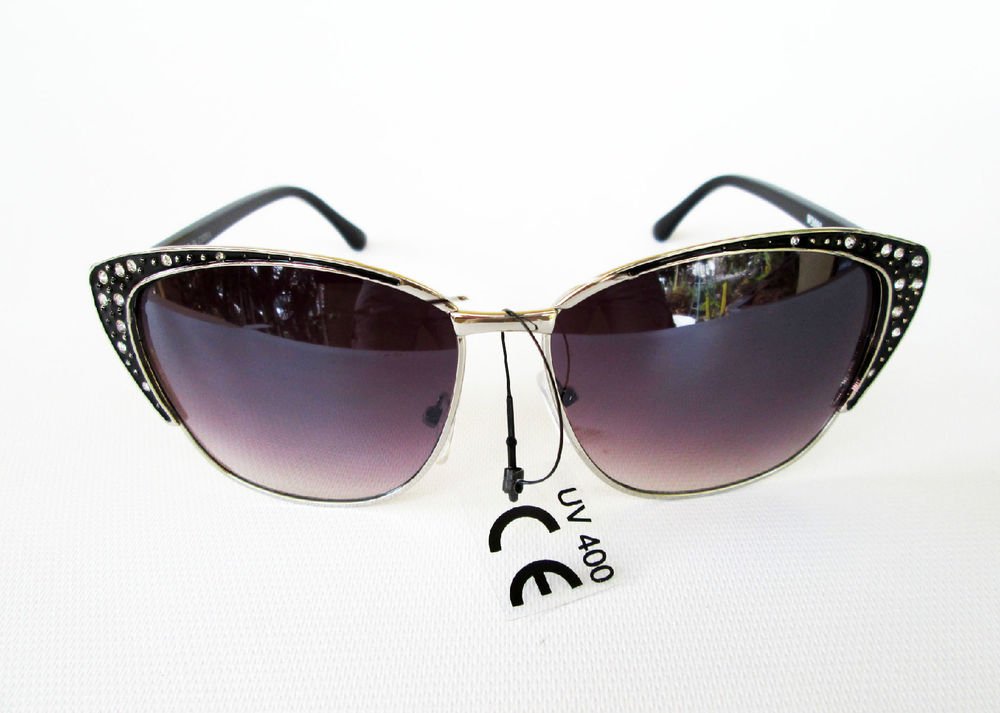 Very Popular Vintage Retro Cat Eye Women Sunglasses, Metal Frames & Rhinestones