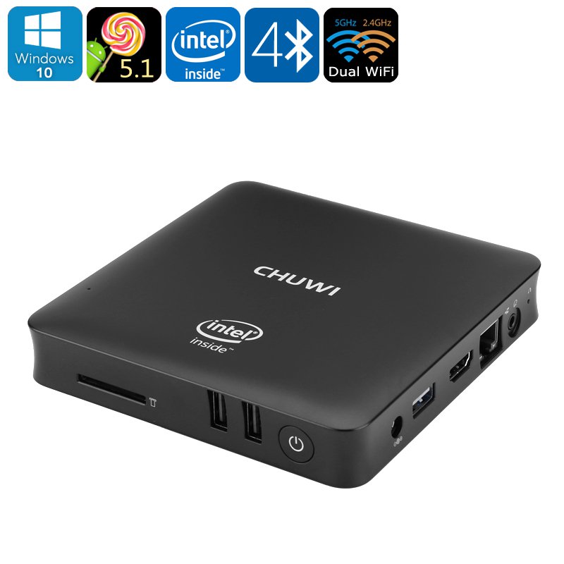 Chuwi HiBox Mini PC - Windows 10, Android 5.1, Quad-Core, 4GB DDR3 RAM, 3D Media Support, Dual-WiFi