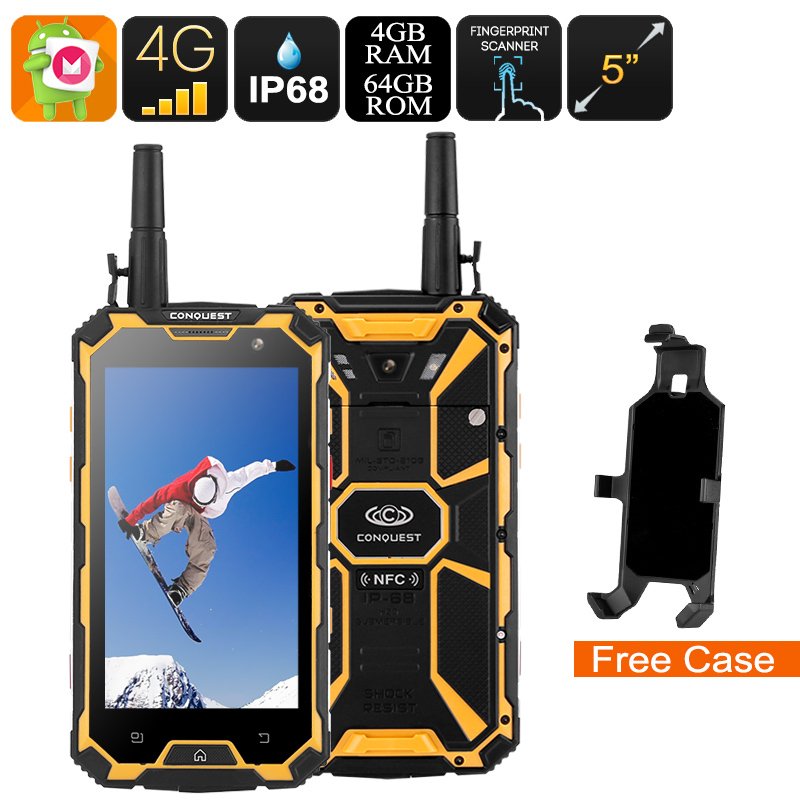 Conquest S8 Rugged Phone 2017 Ed. - 4G, GPS, NFC, Fingerprint, IR, Android, Octa Core, 4GB RAM