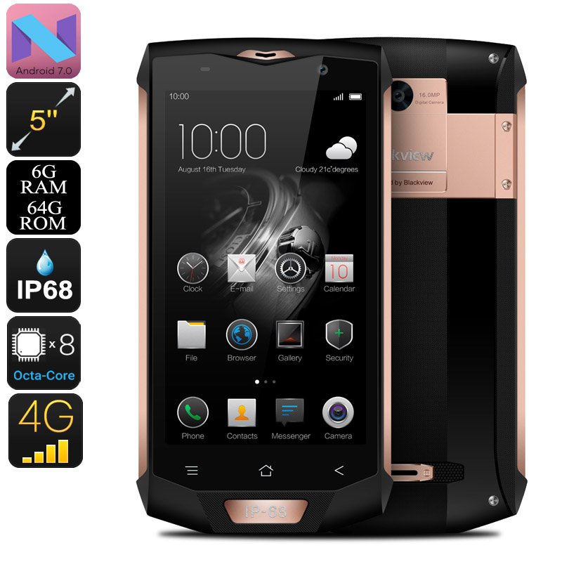Blackview BV8000 Pro Android Phone - 2 IMEI, IP68, 1080p, Android 7, 6GB RAM, Octa-Core, 16MP Cam