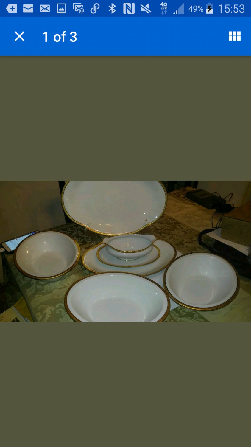 Paul Pastaud Limoges White & gold 12 pcs. SERVING dishes includes 3 oval bowls 1 gravy , 2 platter