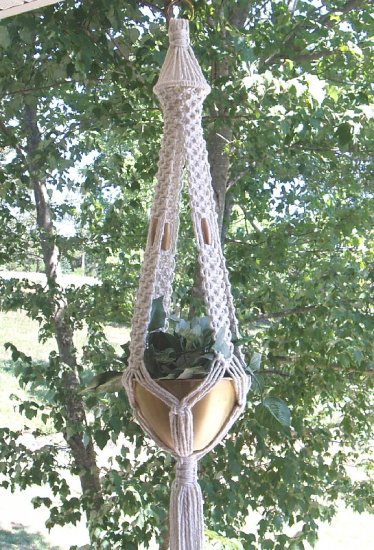 MACRAME PLANT HANGER WITH GOLD BEADS