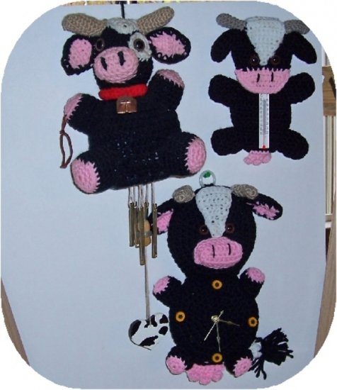 set of 3 cow crochet pattern set