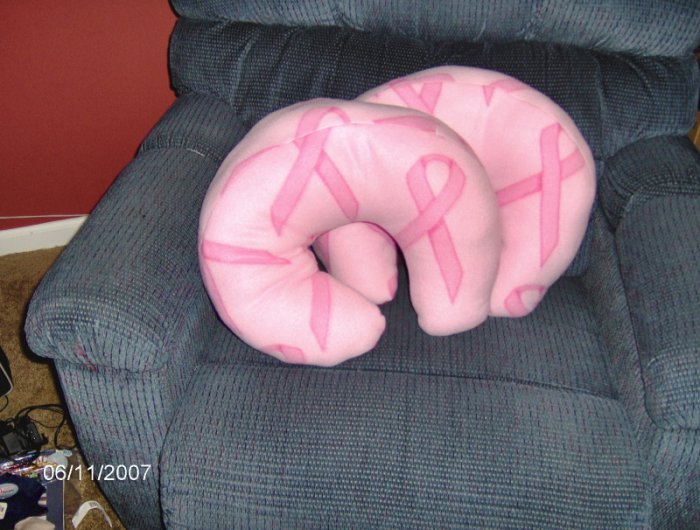 Pink Ribbon on Soft Pink Travel Pillows