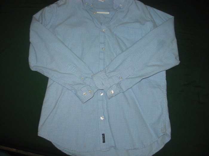 Old Navy Blue and White Checkered Button-up Polo Size 16