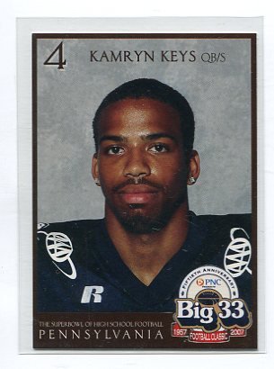 KAMRYN KEYS 2007 Big 33 Pennsylvania High School card QB