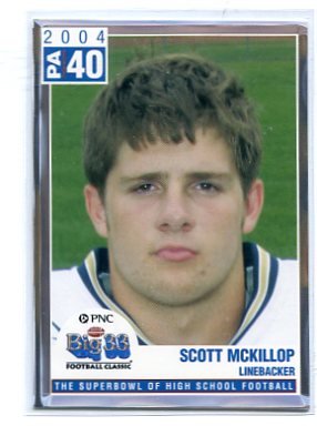 SCOTT McKILLOP 2004 Big 33 Pennsylvania High School card PITT PANTHERS 49ers