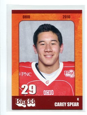 CAREY SPEAR 2010 Big 33 Ohio High School card VANDERBILT K