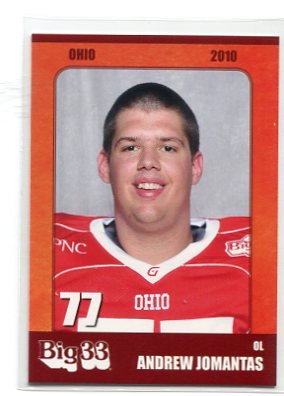 ANDREW JOMANTAS 2010 Big 33 Ohio High School card NORTH CAROLINA STATE Wolf Pack OL