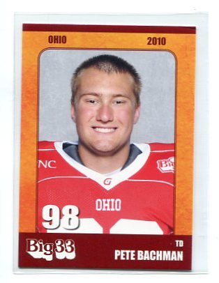 PETER PETE BACHMAN 2010 Big 33 Ohio High School card INDIANA Hoosiers DE