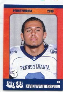 KEVIN WEATHERSPOON 2010 Big 33 Pennsylvania High School card PITT Panthers WR / CB