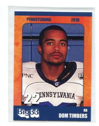 DOM TIMBERS 2010 Big 33 Pennsylvania High School card SYRACUSE Orange RB