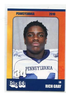 RICH GRAY 2010 Big 33 Pennsylvania High School card KENT STATE LB