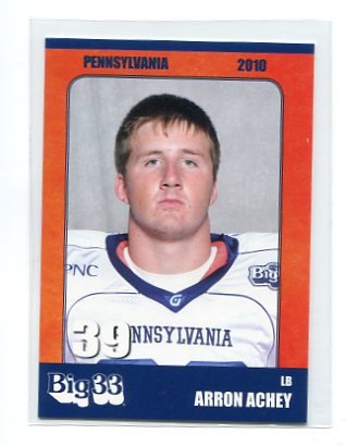 AARON ACHEY 2010 Big 33 Pennsylvania High School card MAINE LB