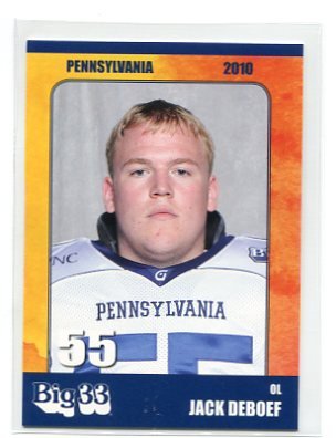 JACK DEBOEF 2010 Big 33 Pennsylvania High School card PURDUE Boilermakers OL