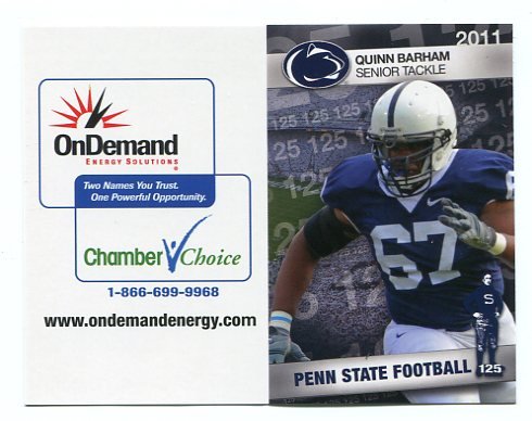 QUINN BARHAM 2011 Penn State Football Schedule FULL SIZED