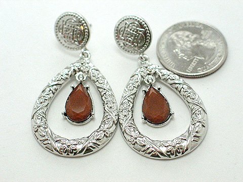 Designer Inspired Red Stone Earrings - BBrs