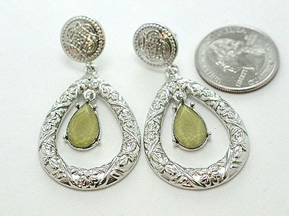Designer Inspired Green Stone Earrings - BBgs