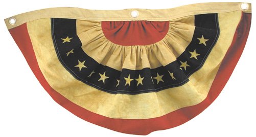 American Flag Bunting w/Embroidered Stars - Tea Stained Small - GFL04