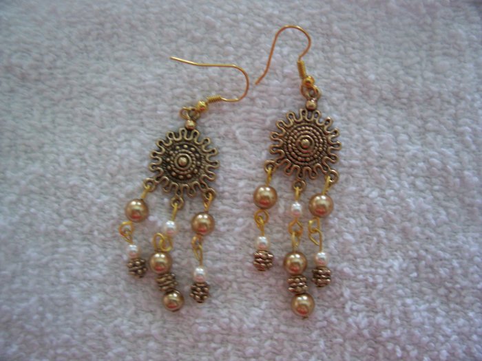 Gold Pearl Dangle Earrings - TTgp