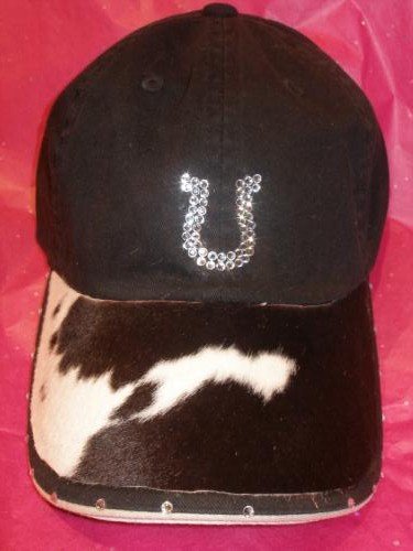 Baseball Cap - Black & White Cow/Horseshoe - JGbwh