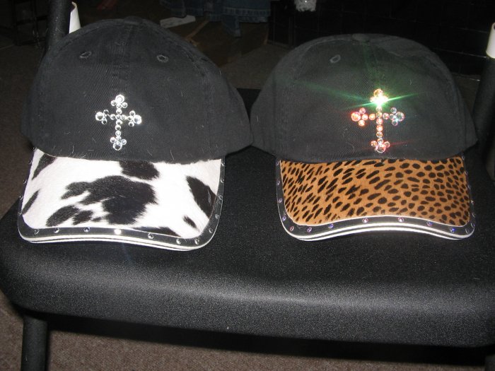 Baseball Cap - Black & White Cow/Cross - JGbwc