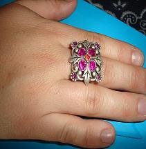 SALE! Silver Tone Pink Crystal Ring - CGsr
