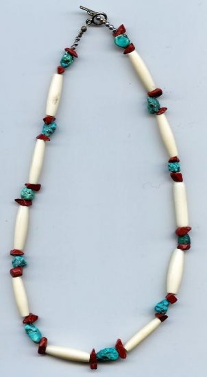Bone and Turquoise Choker- EAbt