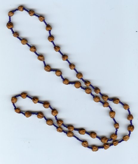 Navajo Cedar Bead Necklace w/ Cobalt Blue Beads - EAncb