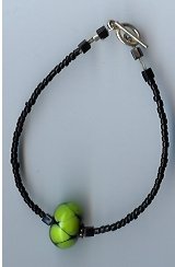 Black & Lime Green Glass Bead Bracelet- EAbl