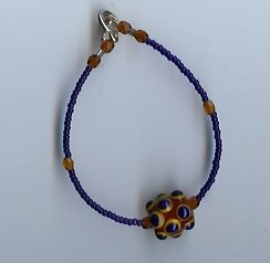 Cobalt Blue & Amber Glass Bead Bracelet- EAba