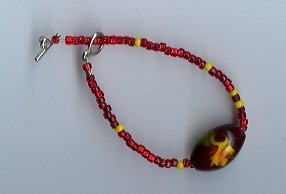 Red & Yellow Glass Bead Bracelet- EAyr