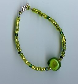 Green & Gold Glass Beaded Bracelet-EAgr