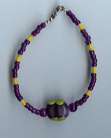 Purple & Yellow Glass Bead Bracelet-EApy
