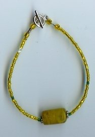 Gold & Amber Glass Bead Bracelet - EAga