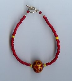 Red & Yellow Glass Bead Bracelet- EAcr