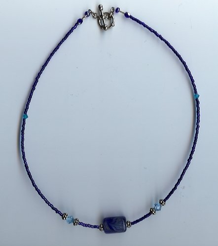 Deep Blue Glow Bead Necklace- EAdb