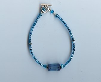 Blue Barrel Glow Bead Bracelet- EAbb