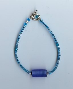 Blue & White Glow Bead Bracelet - EAbw