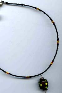 Black/Red/Yellow Bumpy Bead Necklace - EAbry