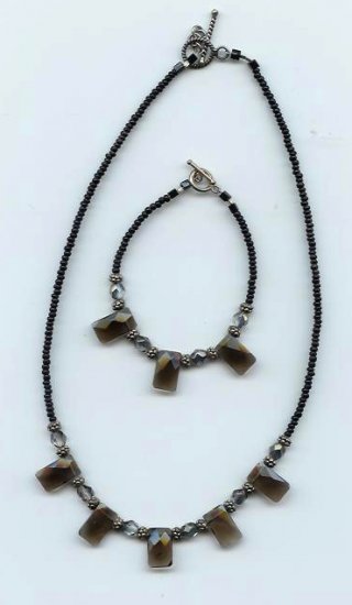 Smokey Quartz Necklace/Bracelet Set - EAsqs