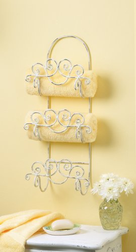Distressed White Towel Holder - MM33588