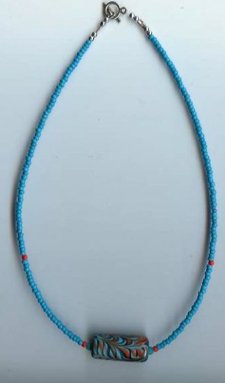 Turquoise/Orange Bead Necklace - EAto