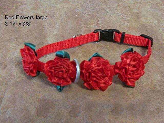 Red Flowers Wide Dog Collar - BTrfw