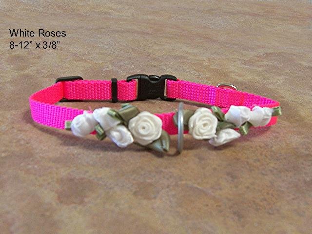 White Roses and Hot Pink Collar - BTwpc