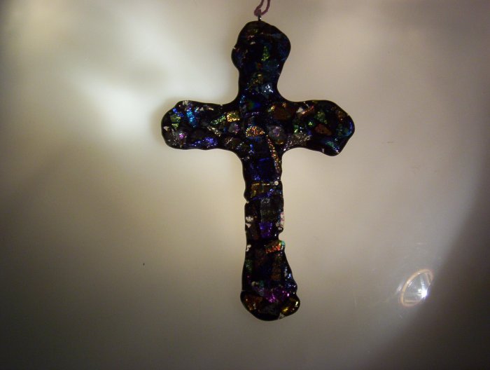 Handmade Opaque Black Glass Cross - FCbc