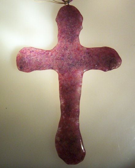Handmade Rose Glass Cross - FCrg