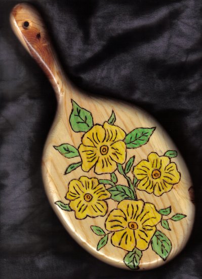 Yellow Floral Design Wood Mirror - JWyf